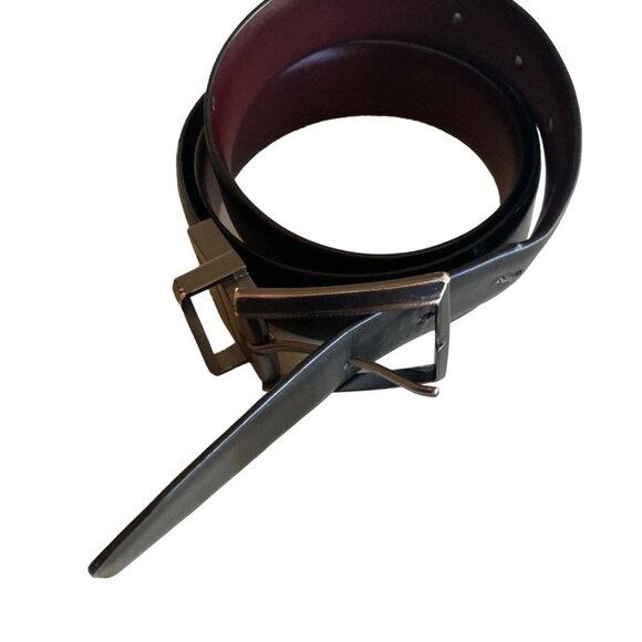 Kenneth Cole Reaction Black Brown Reversible Leather Belt Size 38 - Picture 3 of 5